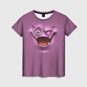 Женская футболка 3D с принтом Пластилиновый смайл в Кировске, 100% полиэфир ( синтетическое хлопкоподобное полотно) | прямой крой, круглый вырез горловины, длина до линии бедер | глаза | мульт | рожица | рот | смайл | улыбка