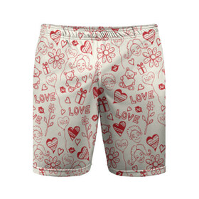 Мужские шорты 3D спортивные с принтом Любовь в Кировске,  |  | love | игрушки | любовь | мишка | ромашки | сердце | цветы | шарики