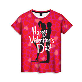 Женская футболка 3D с принтом Valentine`s Day в Кировске, 100% полиэфир ( синтетическое хлопкоподобное полотно) | прямой крой, круглый вырез горловины, длина до линии бедер | 