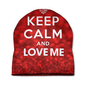 Шапка 3D с принтом Love me в Кировске, 100% полиэстер | универсальный размер, печать по всей поверхности изделия | 14 февраля | love | love is | love me | валентин | влюбленный | день святого валентина | люби меня | любовь | милый | святой | сердечко | сердце