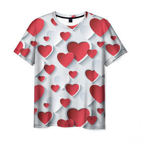 Мужская футболка 3D с принтом Сердца в Кировске, 100% полиэфир | прямой крой, круглый вырез горловины, длина до линии бедер | день святого валентина | любовь | сердца