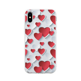Чехол для Apple iPhone X силиконовый матовый с принтом Сердца в Кировске, Силикон | Печать на задней стороне чехла, без боковой панели | день святого валентина | любовь | сердца