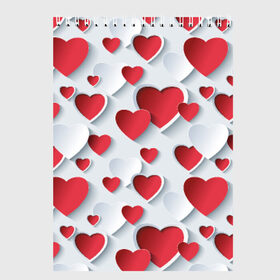 Скетчбук с принтом Сердца в Кировске, 100% бумага
 | 48 листов, плотность листов — 100 г/м2, плотность картонной обложки — 250 г/м2. Листы скреплены сверху удобной пружинной спиралью | день святого валентина | любовь | сердца