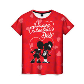 Женская футболка 3D с принтом Valentine`s Day в Кировске, 100% полиэфир ( синтетическое хлопкоподобное полотно) | прямой крой, круглый вырез горловины, длина до линии бедер | valentines day | любовь | поцелуй | сердца