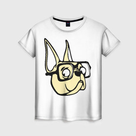 Женская футболка 3D с принтом Пёс в очках в Кировске, 100% полиэфир ( синтетическое хлопкоподобное полотно) | прямой крой, круглый вырез горловины, длина до линии бедер | очки | пёс | собака | хипстер