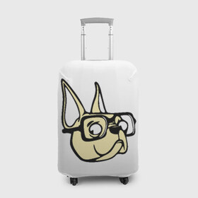 Чехол для чемодана 3D с принтом Пёс в очках в Кировске, 86% полиэфир, 14% спандекс | двустороннее нанесение принта, прорези для ручек и колес | очки | пёс | собака | хипстер
