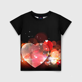 Детская футболка 3D с принтом Сердца в Кировске, 100% гипоаллергенный полиэфир | прямой крой, круглый вырез горловины, длина до линии бедер, чуть спущенное плечо, ткань немного тянется | 14 февраля | love | валентин | влюбленные | любовь | сердечко | сердце