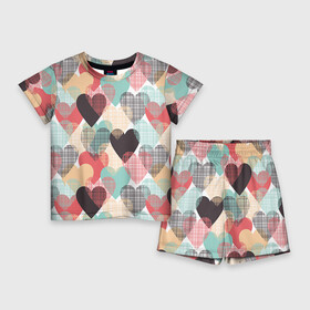 Детский костюм с шортами 3D с принтом Сердечки в Кировске,  |  | Тематика изображения на принте: 14 февраля | love | валентин | влюбленные | любовь | сердечко | сердце