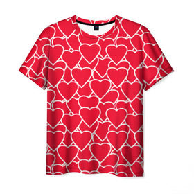Мужская футболка 3D с принтом Сердца в Кировске, 100% полиэфир | прямой крой, круглый вырез горловины, длина до линии бедер | любовь | орнамент | сердца