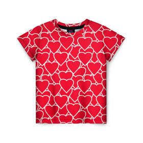 Детская футболка 3D с принтом Сердца в Кировске, 100% гипоаллергенный полиэфир | прямой крой, круглый вырез горловины, длина до линии бедер, чуть спущенное плечо, ткань немного тянется | Тематика изображения на принте: любовь | орнамент | сердца