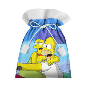 Подарочный 3D мешок с принтом Гомер и Мардж в Кировске, 100% полиэстер | Размер: 29*39 см | гомер