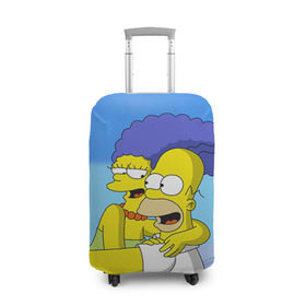 Чехол для чемодана 3D с принтом Гомер и Мардж в Кировске, 86% полиэфир, 14% спандекс | двустороннее нанесение принта, прорези для ручек и колес | гомер