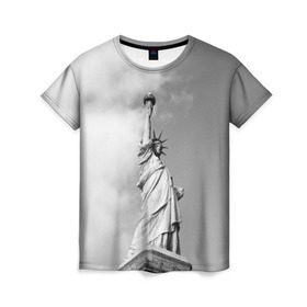 Женская футболка 3D с принтом Статуя Свободы в Кировске, 100% полиэфир ( синтетическое хлопкоподобное полотно) | прямой крой, круглый вырез горловины, длина до линии бедер | америка | нью йорк | статуя свободы | сша | штаты
