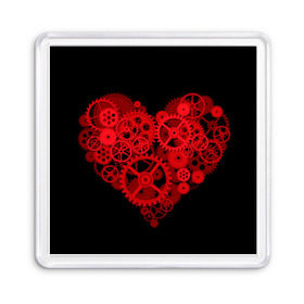 Магнит 55*55 с принтом Механическое сердце в Кировске, Пластик | Размер: 65*65 мм; Размер печати: 55*55 мм | контраст | любовь | механическое | сердце | шестеренки