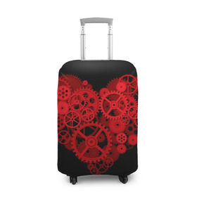Чехол для чемодана 3D с принтом Механическое сердце в Кировске, 86% полиэфир, 14% спандекс | двустороннее нанесение принта, прорези для ручек и колес | контраст | любовь | механическое | сердце | шестеренки