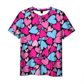 Мужская футболка 3D с принтом Сердца в Кировске, 100% полиэфир | прямой крой, круглый вырез горловины, длина до линии бедер | любовь | орнамент | сердца