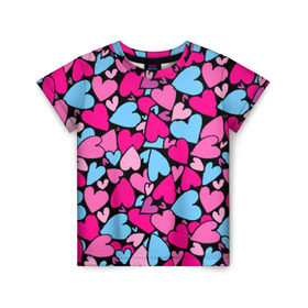Детская футболка 3D с принтом Сердца в Кировске, 100% гипоаллергенный полиэфир | прямой крой, круглый вырез горловины, длина до линии бедер, чуть спущенное плечо, ткань немного тянется | любовь | орнамент | сердца