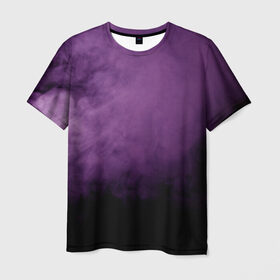 Мужская футболка 3D с принтом Фиолетовый дым в Кировске, 100% полиэфир | прямой крой, круглый вырез горловины, длина до линии бедер | smoke | дым