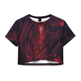 Женская футболка 3D укороченная с принтом Shadow fiend в Кировске, 100% полиэстер | круглая горловина, длина футболки до линии талии, рукава с отворотами | dota | shadow fiend | дота | сф