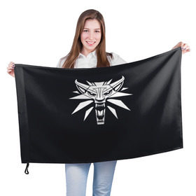 Флаг 3D с принтом Witcher в Кировске, 100% полиэстер | плотность ткани — 95 г/м2, размер — 67 х 109 см. Принт наносится с одной стороны | ведьмак