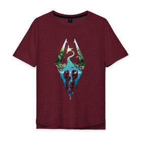 Мужская футболка хлопок Oversize с принтом Skyrim в Кировске, 100% хлопок | свободный крой, круглый ворот, “спинка” длиннее передней части | dragon | dragonborn | skyrim | дракон | скайрим