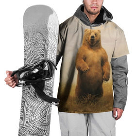 Накидка на куртку 3D с принтом Медведь в поле в Кировске, 100% полиэстер |  | bear | медведь | одуванчики | русский медведь в чистом русском поле мечта патриотаполе | сено