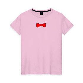 Женская футболка хлопок с принтом Bow Tie в Кировске, 100% хлопок | прямой крой, круглый вырез горловины, длина до линии бедер, слегка спущенное плечо | бабочка | бант | галстук
