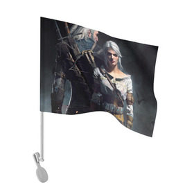 Флаг для автомобиля с принтом The Witcher 3 Wild Hunt в Кировске, 100% полиэстер | Размер: 30*21 см | игра.ведьмак 3 | цири | цири и геральт геральт