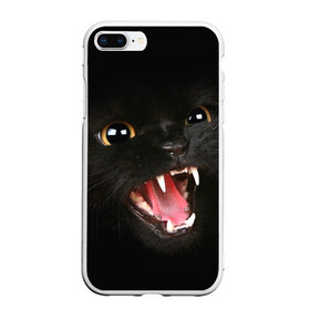 Чехол для iPhone 7Plus/8 Plus матовый с принтом Черный кот в Кировске, Силикон | Область печати: задняя сторона чехла, без боковых панелей | Тематика изображения на принте: глаза | клыки | хищник | черный кон