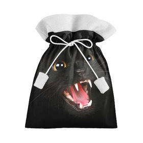 Подарочный 3D мешок с принтом Черный кот в Кировске, 100% полиэстер | Размер: 29*39 см | Тематика изображения на принте: глаза | клыки | хищник | черный кон