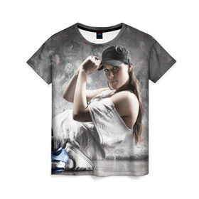 Женская футболка 3D с принтом Девушка в танце в Кировске, 100% полиэфир ( синтетическое хлопкоподобное полотно) | прямой крой, круглый вырез горловины, длина до линии бедер | хип хоп