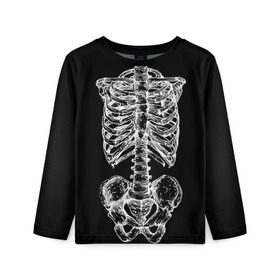 Детский лонгслив 3D с принтом Скелет в Кировске, 100% полиэстер | длинные рукава, круглый вырез горловины, полуприлегающий силуэт
 | скелет