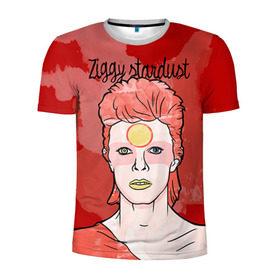Мужская футболка 3D спортивная с принтом Ziggy Stardust в Кировске, 100% полиэстер с улучшенными характеристиками | приталенный силуэт, круглая горловина, широкие плечи, сужается к линии бедра | Тематика изображения на принте: bowie | david | ziggy stardust | боуи | дэвид | музыкант | певец | рок