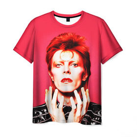 Мужская футболка 3D с принтом Ziggy Stardust в Кировске, 100% полиэфир | прямой крой, круглый вырез горловины, длина до линии бедер | Тематика изображения на принте: bowie | david | ziggy stardust | боуи | дэвид | музыкант | певец | рок