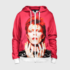 Детская толстовка 3D на молнии с принтом Ziggy Stardust в Кировске, 100% полиэстер |  манжеты и пояс оформлены широкой мягкой резинкой, двухслойный капюшон со шнурком для регулировки, спереди карманы и застежка-молния
 | Тематика изображения на принте: bowie | david | ziggy stardust | боуи | дэвид | музыкант | певец | рок