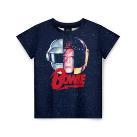 Детская футболка 3D с принтом Bowie в Кировске, 100% гипоаллергенный полиэфир | прямой крой, круглый вырез горловины, длина до линии бедер, чуть спущенное плечо, ткань немного тянется | bowie | david | боуи | дэвид | музыкант | певец | рок