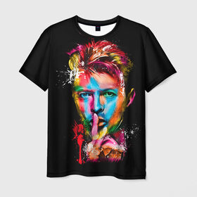 Мужская футболка 3D с принтом Дэвид Боуи в Кировске, 100% полиэфир | прямой крой, круглый вырез горловины, длина до линии бедер | bowie | david | боуи | дэвид | музыкант | певец | рок