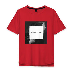 Мужская футболка хлопок Oversize с принтом The next day в Кировске, 100% хлопок | свободный крой, круглый ворот, “спинка” длиннее передней части | bowie | david | боуи | дэвид | музыкант | певец | рок