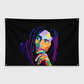 Флаг-баннер с принтом Боб Марли в Кировске, 100% полиэстер | размер 67 х 109 см, плотность ткани — 95 г/м2; по краям флага есть четыре люверса для крепления | bob marley | боб марли | поп арт | регги