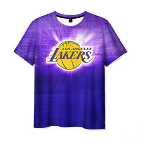 Мужская футболка 3D с принтом Los Angeles Lakers в Кировске, 100% полиэфир | прямой крой, круглый вырез горловины, длина до линии бедер | basketball | la | lakers | los angeles | nba | баскет | баскетбол | баскетбольный | лейкерс | нба | спорт