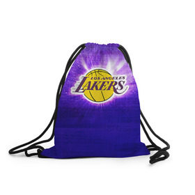 Рюкзак-мешок 3D с принтом Los Angeles Lakers в Кировске, 100% полиэстер | плотность ткани — 200 г/м2, размер — 35 х 45 см; лямки — толстые шнурки, застежка на шнуровке, без карманов и подкладки | basketball | la | lakers | los angeles | nba | баскет | баскетбол | баскетбольный | лейкерс | нба | спорт