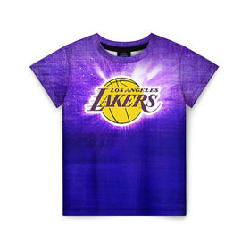 Детская футболка 3D с принтом Los Angeles Lakers в Кировске, 100% гипоаллергенный полиэфир | прямой крой, круглый вырез горловины, длина до линии бедер, чуть спущенное плечо, ткань немного тянется | basketball | la | lakers | los angeles | nba | баскет | баскетбол | баскетбольный | лейкерс | нба | спорт