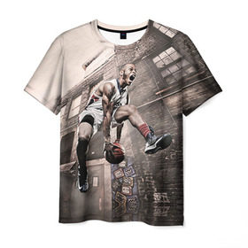 Мужская футболка 3D с принтом Баскетбол город в Кировске, 100% полиэфир | прямой крой, круглый вырез горловины, длина до линии бедер | basketball | nba | баскетбольный | нба