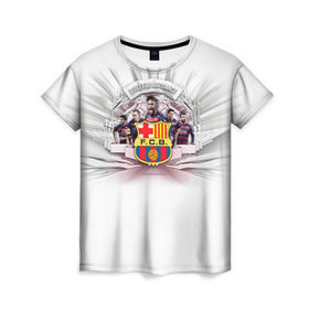 Женская футболка 3D с принтом Барселона 1 в Кировске, 100% полиэфир ( синтетическое хлопкоподобное полотно) | прямой крой, круглый вырез горловины, длина до линии бедер | barcelona | fcb | барса | барселона | футбол