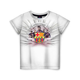 Детская футболка 3D с принтом Барселона 1 в Кировске, 100% гипоаллергенный полиэфир | прямой крой, круглый вырез горловины, длина до линии бедер, чуть спущенное плечо, ткань немного тянется | barcelona | fcb | барса | барселона | футбол