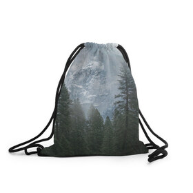 Рюкзак-мешок 3D с принтом лес в Кировске, 100% полиэстер | плотность ткани — 200 г/м2, размер — 35 х 45 см; лямки — толстые шнурки, застежка на шнуровке, без карманов и подкладки | лес | мгла | мрачность | темнота | туман