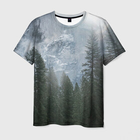 Мужская футболка 3D с принтом лес в Кировске, 100% полиэфир | прямой крой, круглый вырез горловины, длина до линии бедер | лес | мгла | мрачность | темнота | туман