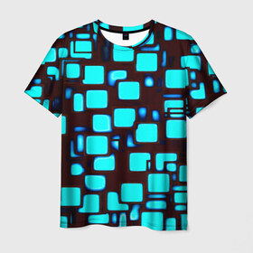 Мужская футболка 3D с принтом Кубики в Кировске, 100% полиэфир | прямой крой, круглый вырез горловины, длина до линии бедер | Тематика изображения на принте: blue