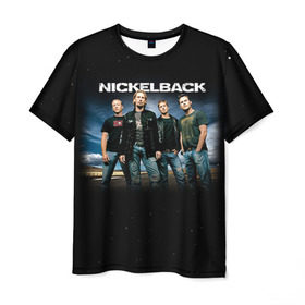 Мужская футболка 3D с принтом Nickelback в Кировске, 100% полиэфир | прямой крой, круглый вырез горловины, длина до линии бедер | nickelback | группа | никельбэк | рок