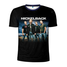 Мужская футболка 3D спортивная с принтом Nickelback в Кировске, 100% полиэстер с улучшенными характеристиками | приталенный силуэт, круглая горловина, широкие плечи, сужается к линии бедра | nickelback | группа | никельбэк | рок